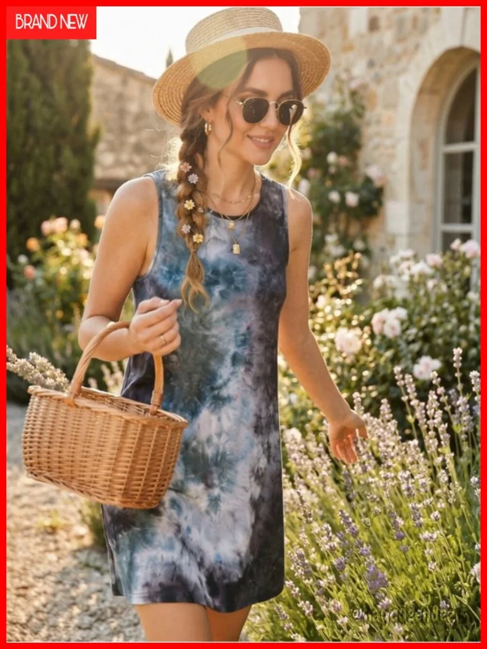 Tie Dye Tank Dress with Pockets Sleeveless Summer Sundress